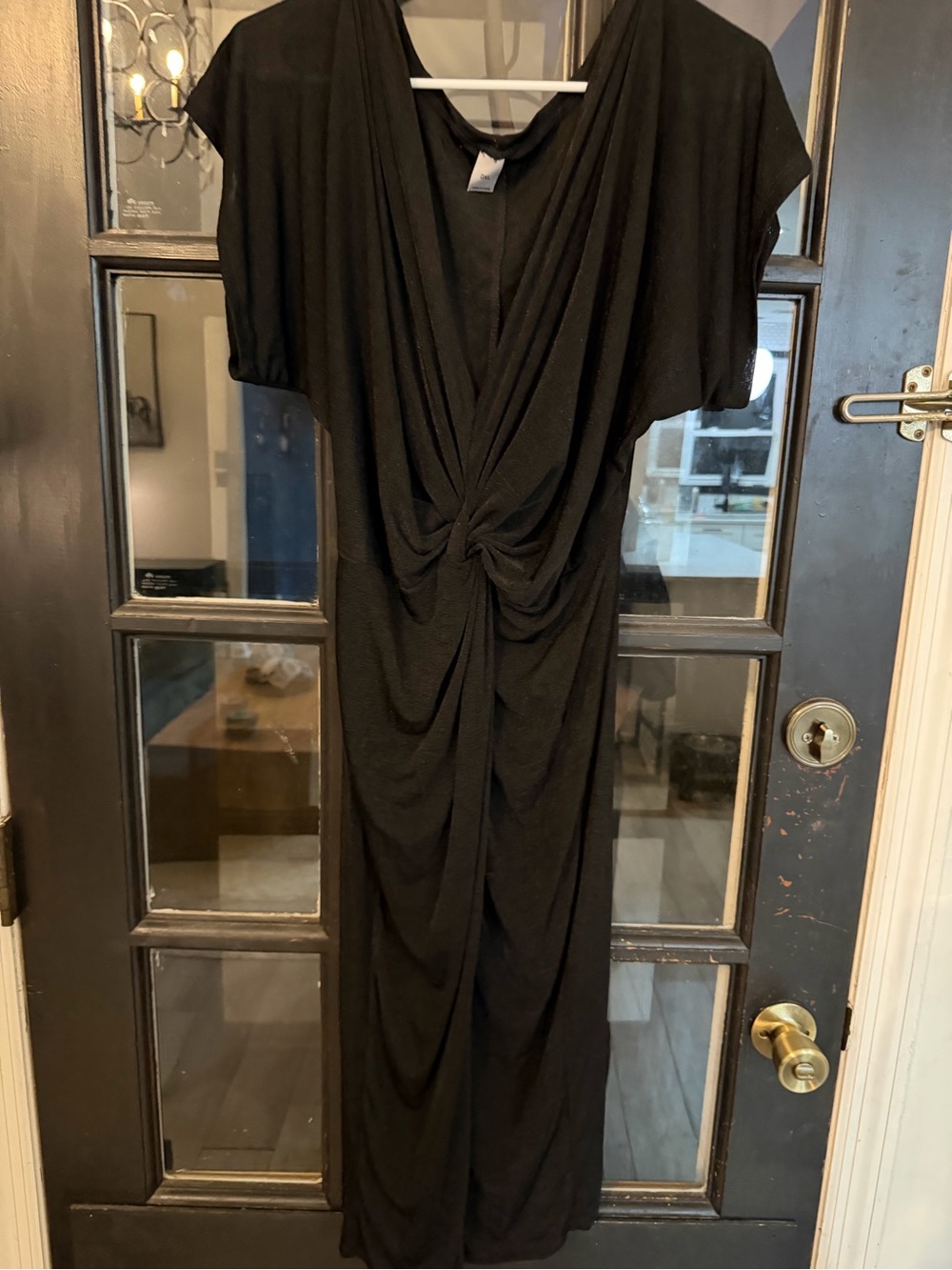 Black shiny mesh Twist-Front Women’s Dress